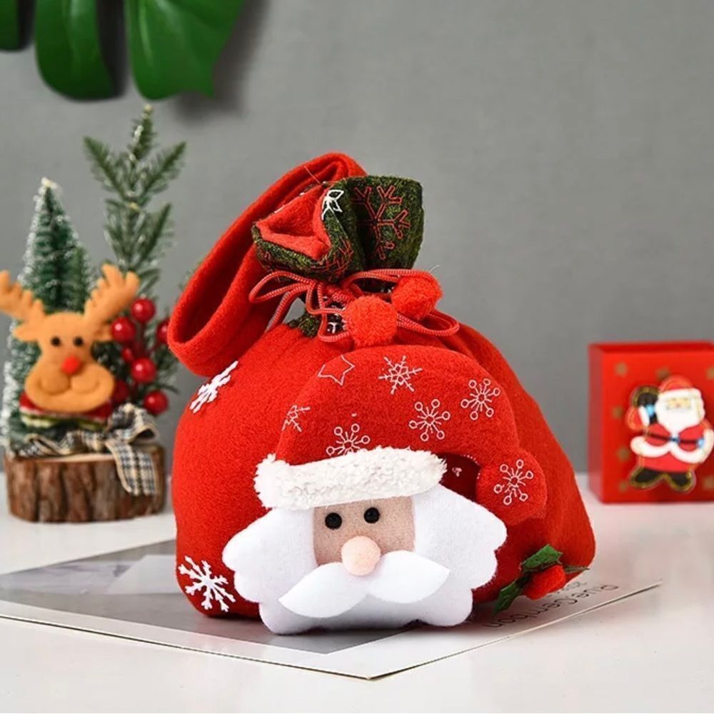 442 - SANTA CHRISTMAS FLEECE HANDLE GIFT BAG‎